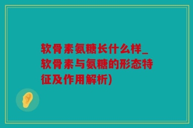 软骨素氨糖长什么样_软骨素与氨糖的形态特征及作用解析)