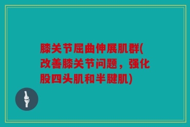 膝关节屈曲伸展肌群(改善膝关节问题，强化股四头肌和半腱肌)
