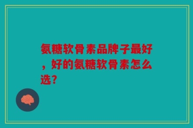 氨糖软骨素品牌子最好，好的氨糖软骨素怎么选？