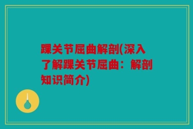 踝关节屈曲解剖(深入了解踝关节屈曲：解剖知识简介)