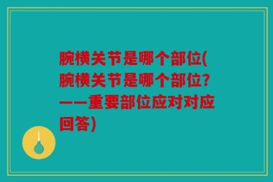 腕横关节是哪个部位(腕横关节是哪个部位？——重要部位应对对应回答)