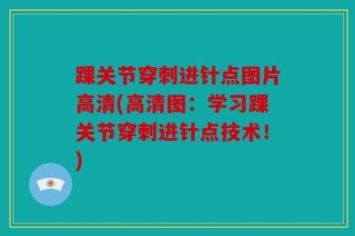 踝关节穿刺进针点图片高清(高清图：学习踝关节穿刺进针点技术！)