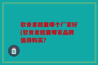软骨素胶囊哪个厂家好(软骨素胶囊哪家品牌值得购买？