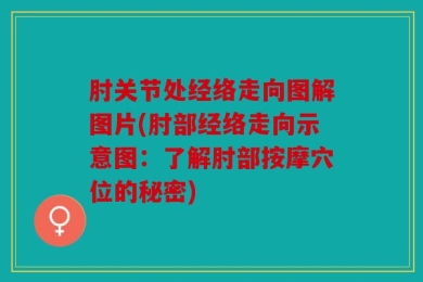肘关节处经络走向图解图片(肘部经络走向示意图：了解肘部按摩穴位的秘密)