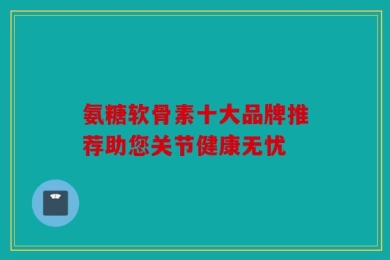 氨糖软骨素十大品牌推荐助您关节健康无忧