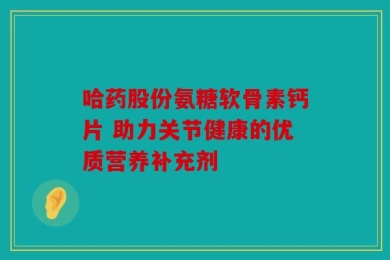 哈药股份氨糖软骨素钙片 助力关节健康的优质营养补充剂