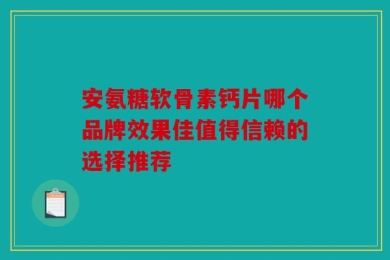 安氨糖软骨素钙片哪个品牌效果佳值得信赖的选择推荐