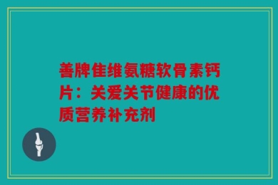 善牌隹维氨糖软骨素钙片：关爱关节健康的优质营养补充剂