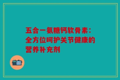 五合一氨糖钙软骨素：全方位呵护关节健康的营养补充剂