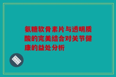 氨糖软骨素片与透明质酸的完美结合对关节健康的益处分析