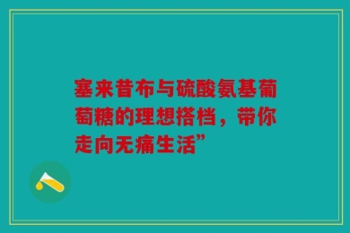 塞来昔布与硫酸氨基葡萄糖的理想搭档，带你走向无痛生活”