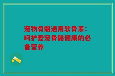 宠物骨骼通用软骨素：呵护爱宠骨骼健康的必备营养