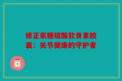 修正氨糖硫酸软骨素胶囊：关节健康的守护者