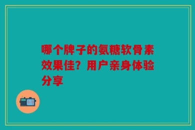 哪个牌子的氨糖软骨素效果佳？用户亲身体验分享