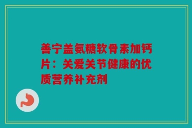 善宁盖氨糖软骨素加钙片：关爱关节健康的优质营养补充剂
