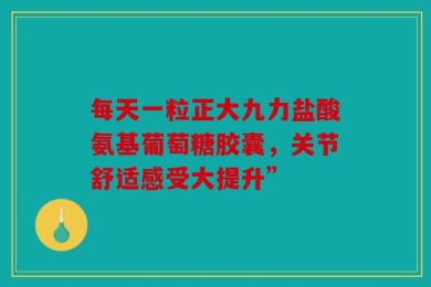 每天一粒正大九力盐酸氨基葡萄糖胶囊，关节舒适感受大提升”