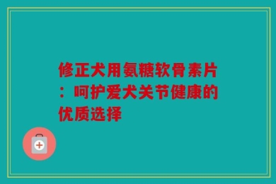 修正犬用氨糖软骨素片：呵护爱犬关节健康的优质选择