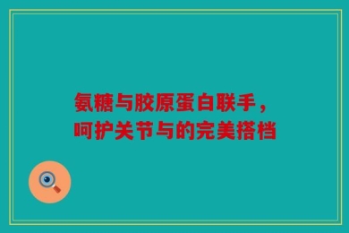 氨糖与胶原蛋白联手，呵护关节与的完美搭档