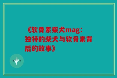 《软骨素柴犬mag：独特的柴犬与软骨素背后的故事》