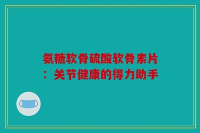 氨糖软骨硫酸软骨素片：关节健康的得力助手