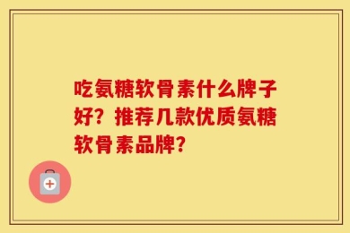 吃氨糖软骨素什么牌子好？推荐几款优质氨糖软骨素品牌？