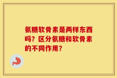 氨糖软骨素是两样东西吗？区分氨糖和软骨素的不同作用？