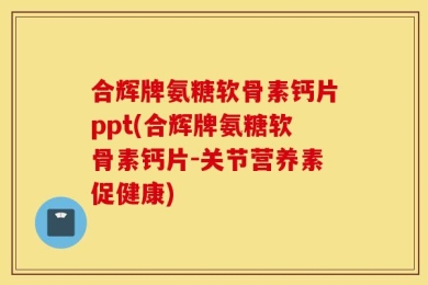 合辉牌氨糖软骨素钙片ppt(合辉牌氨糖软骨素钙片-关节营养素促健康)