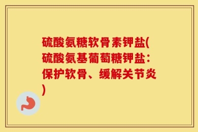 硫酸氨糖软骨素钾盐(硫酸氨基葡萄糖钾盐：保护软骨、缓解关节炎)