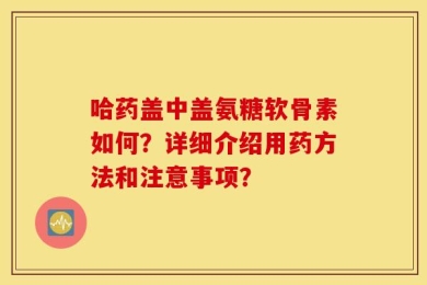 哈药盖中盖氨糖软骨素如何？详细介绍用药方法和注意事项？