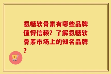 氨糖软骨素有哪些品牌值得信赖？了解氨糖软骨素市场上的知名品牌？