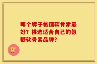哪个牌子氨糖软骨素最好？挑选适合自己的氨糖软骨素品牌？