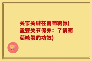 关节关键在葡萄糖氨(重要关节保养：了解葡萄糖氨的功效)