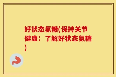 好状态氨糖(保持关节健康：了解好状态氨糖)