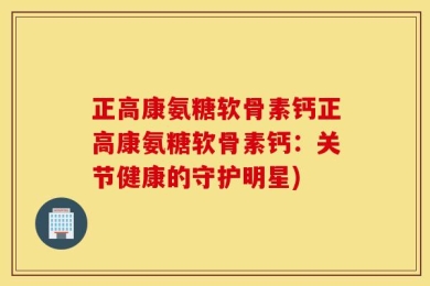 正高康氨糖软骨素钙正高康氨糖软骨素钙：关节健康的守护明星)