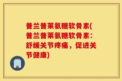 普兰普莱氨糖软骨素(普兰普莱氨糖软骨素：舒缓关节疼痛，促进关节健康)