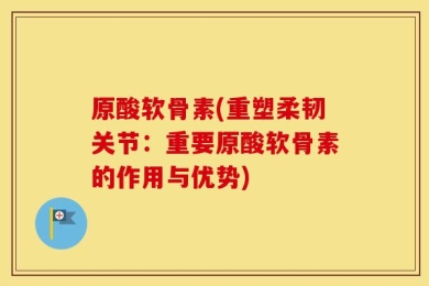 原酸软骨素(重塑柔韧关节：重要原酸软骨素的作用与优势)