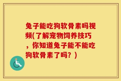 兔子能吃狗软骨素吗视频(了解宠物饲养技巧，你知道兔子能不能吃狗软骨素了吗？)