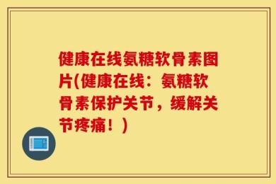 健康在线氨糖软骨素图片(健康在线：氨糖软骨素保护关节，缓解关节疼痛！)