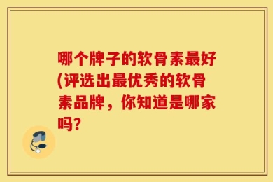 哪个牌子的软骨素最好(评选出最优秀的软骨素品牌，你知道是哪家吗？