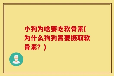 小狗为啥要吃软骨素(为什么狗狗需要摄取软骨素？)