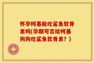 怀孕柯基能吃鲨鱼软骨素吗(孕期可否给柯基狗狗吃鲨鱼软骨素？)