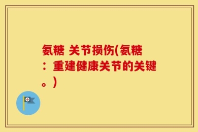 氨糖 关节损伤(氨糖：重建健康关节的关键。)