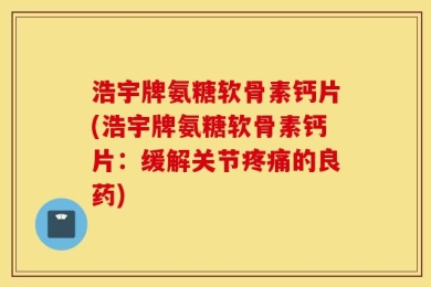 浩宇牌氨糖软骨素钙片(浩宇牌氨糖软骨素钙片：缓解关节疼痛的良药)