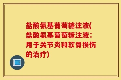 盐酸氨基葡萄糖注液(盐酸氨基葡萄糖注液：用于关节炎和软骨损伤的治疗)