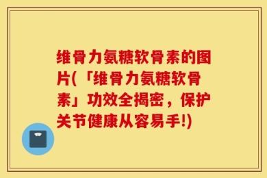 维骨力氨糖软骨素的图片(「维骨力氨糖软骨素」功效全揭密，保护关节健康从容易手!)