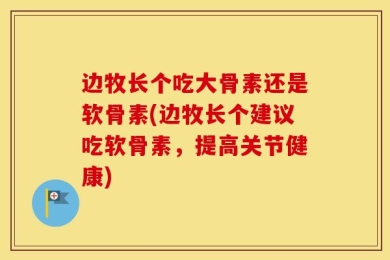 边牧长个吃大骨素还是软骨素(边牧长个建议吃软骨素，提高关节健康)