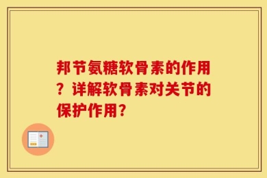邦节氨糖软骨素的作用？详解软骨素对关节的保护作用？