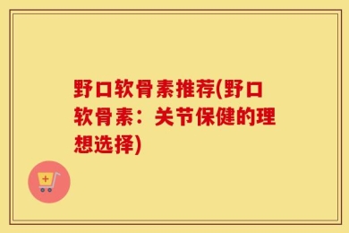 野口软骨素推荐(野口软骨素：关节保健的理想选择)