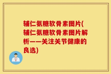 辅仁氨糖软骨素图片(辅仁氨糖软骨素图片解析——关注关节健康的良选)