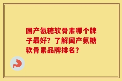 国产氨糖软骨素哪个牌子最好？了解国产氨糖软骨素品牌排名？